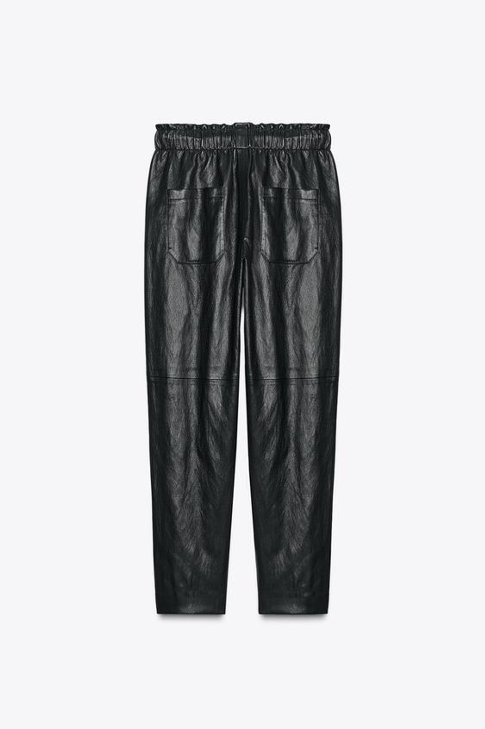 ZARA БРЮКИ ИЗ ИСКУССТВЕННОЙ КОЖИ, ЧЕРНЫЙ