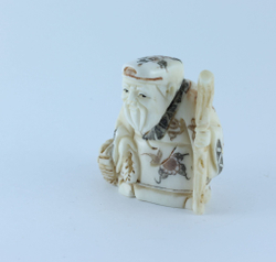 Эксклюзивная нэцкэ Дзюродзин с посохом и корзиной фруктов