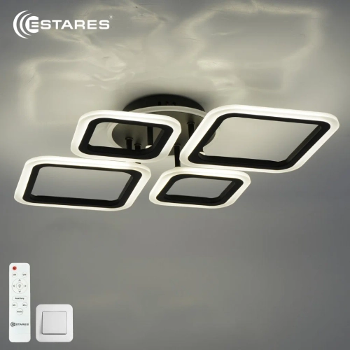 Управляемая светодиодная люстра OVAL RGB 65W 4S1R-RC-600x445x95-BLACK/WHITE-220-IP20