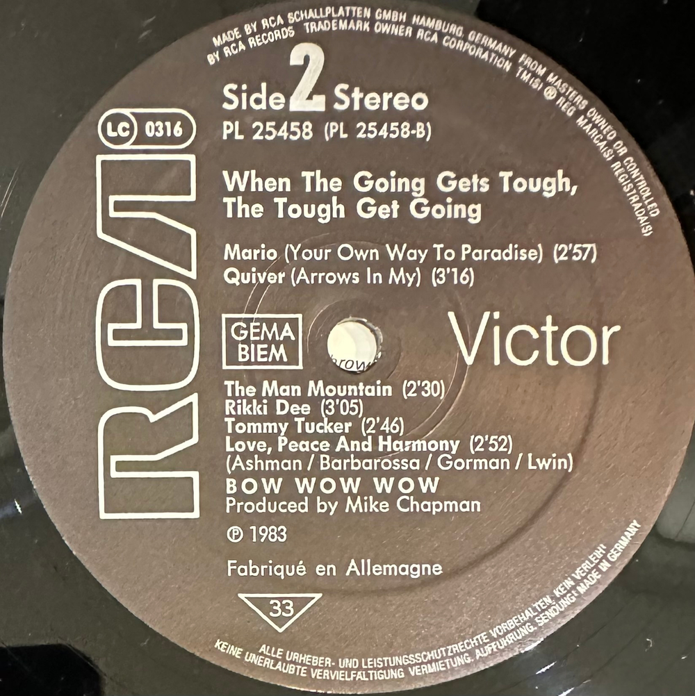 Bow Wow Wow- When The Going Gets Tough, The Tough Get Going (Германия 1983г.)