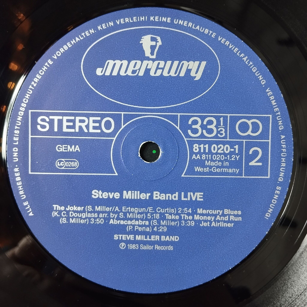 Винтажная виниловая пластинка LP Steve Miller Band Live (Germany 1983)
