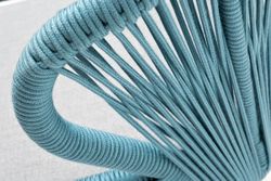 "Милан" стул плетеный из роупа, каркас алюминий светло-серый (RAL7035) муар, роуп бирюзовый круглый, ткань светло-серая