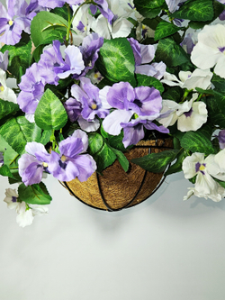 Искусственные цветы Виола густая в подвесном кашпо