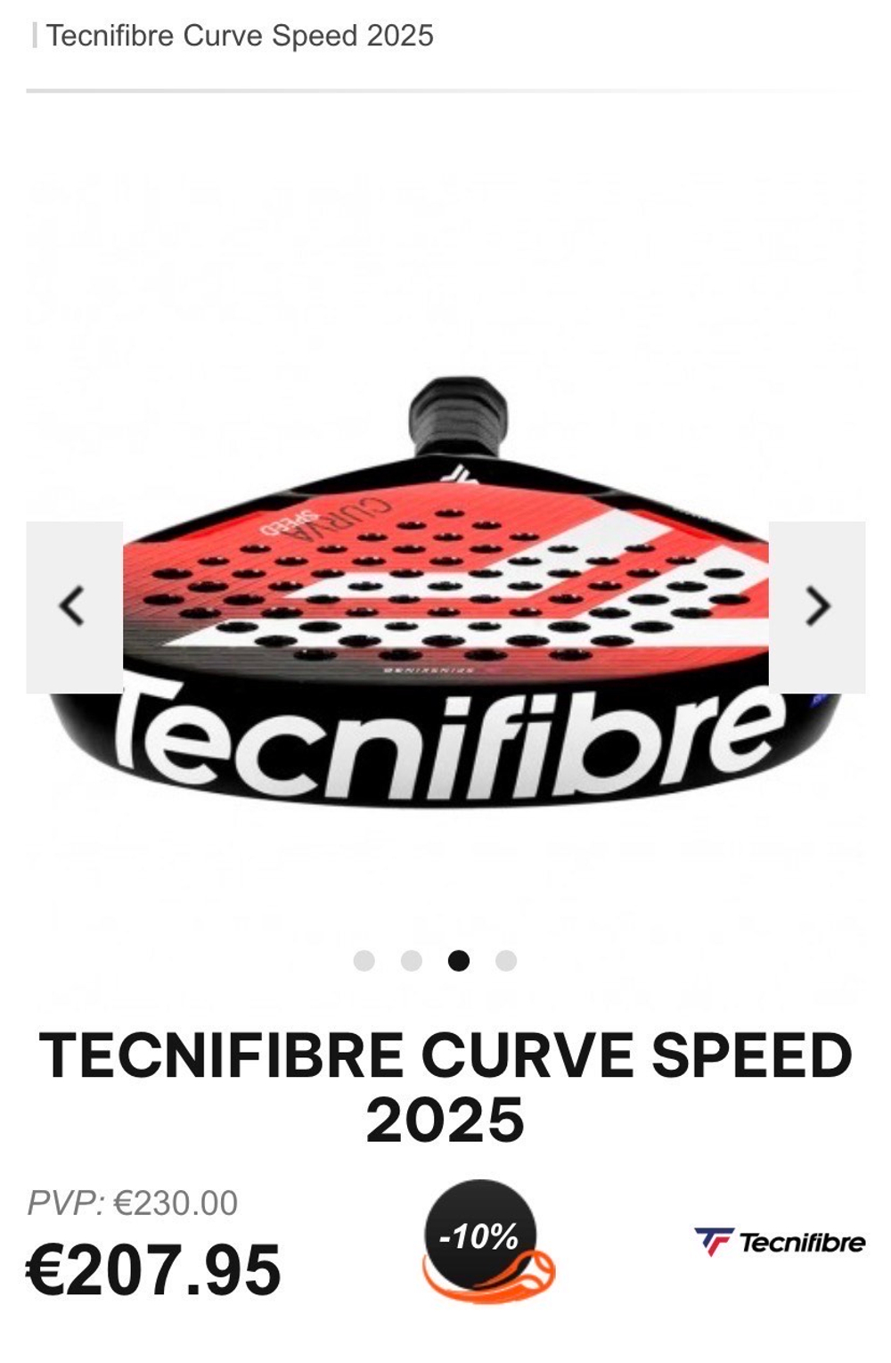 Tecnifibre, CURVA SPEED, Padel Racket, 16CURVASP5, 3490150225861