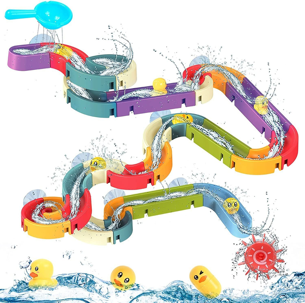 Игрушка для ванной "Горка на присосках" 66 деталей Slideway Toys