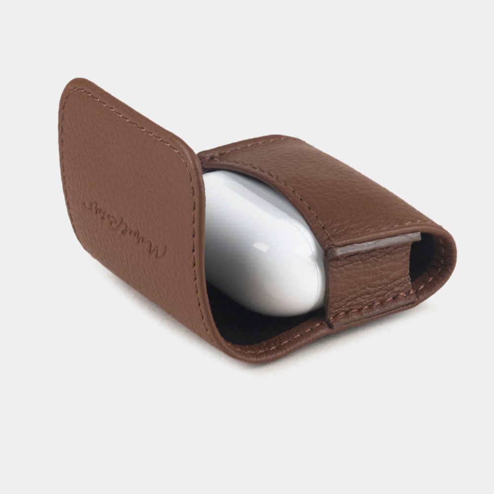 Чехол для наушников AirPods 4 из кожи теленка, цвета шоколад
