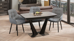 Стол кухонный обеденный раздвижной Черный муар/Керамика матовая серый мрамор 130(190)х80х76 см