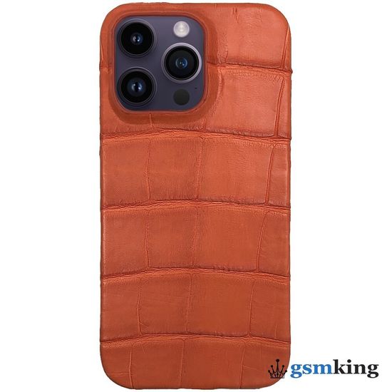 Leather Case for iPhone 14 Pro Croco Orange (Оранжевый крокодил)