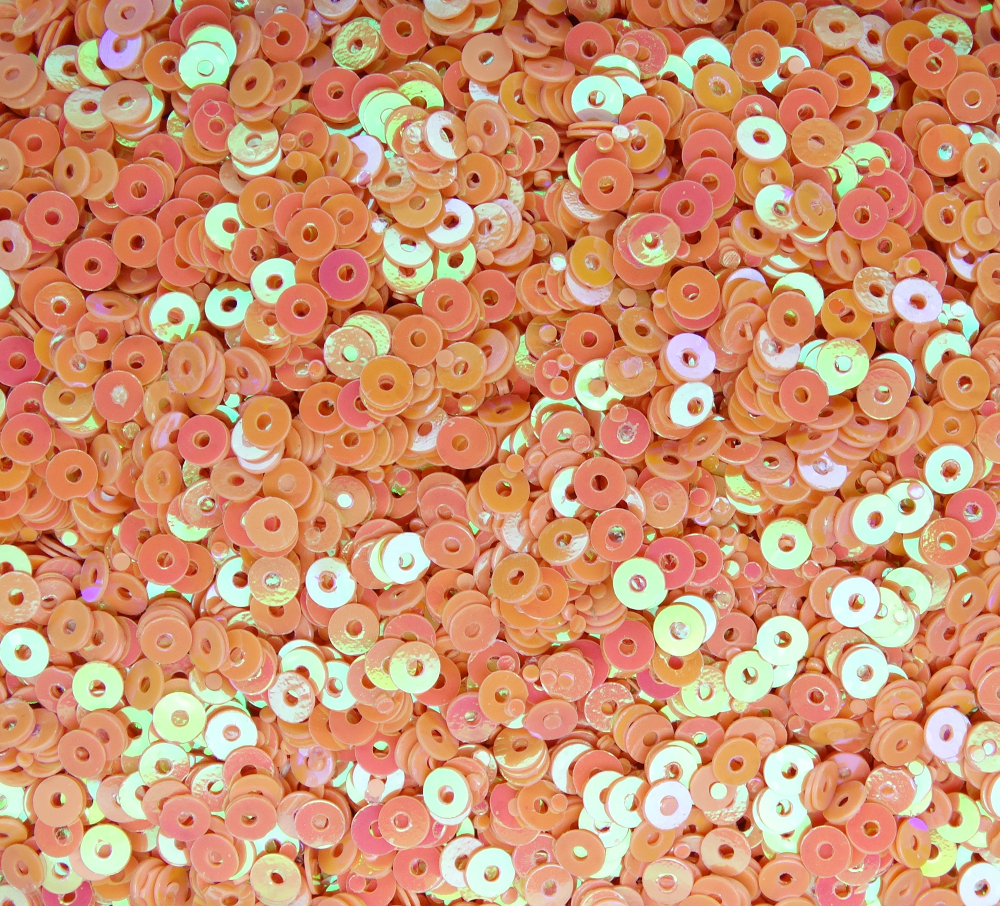 ПН006ДС3 Пайетки круглые плоские, цвет:коралловый непрозрачный (с перламутровым AB),  3 мм, 10 грамм
