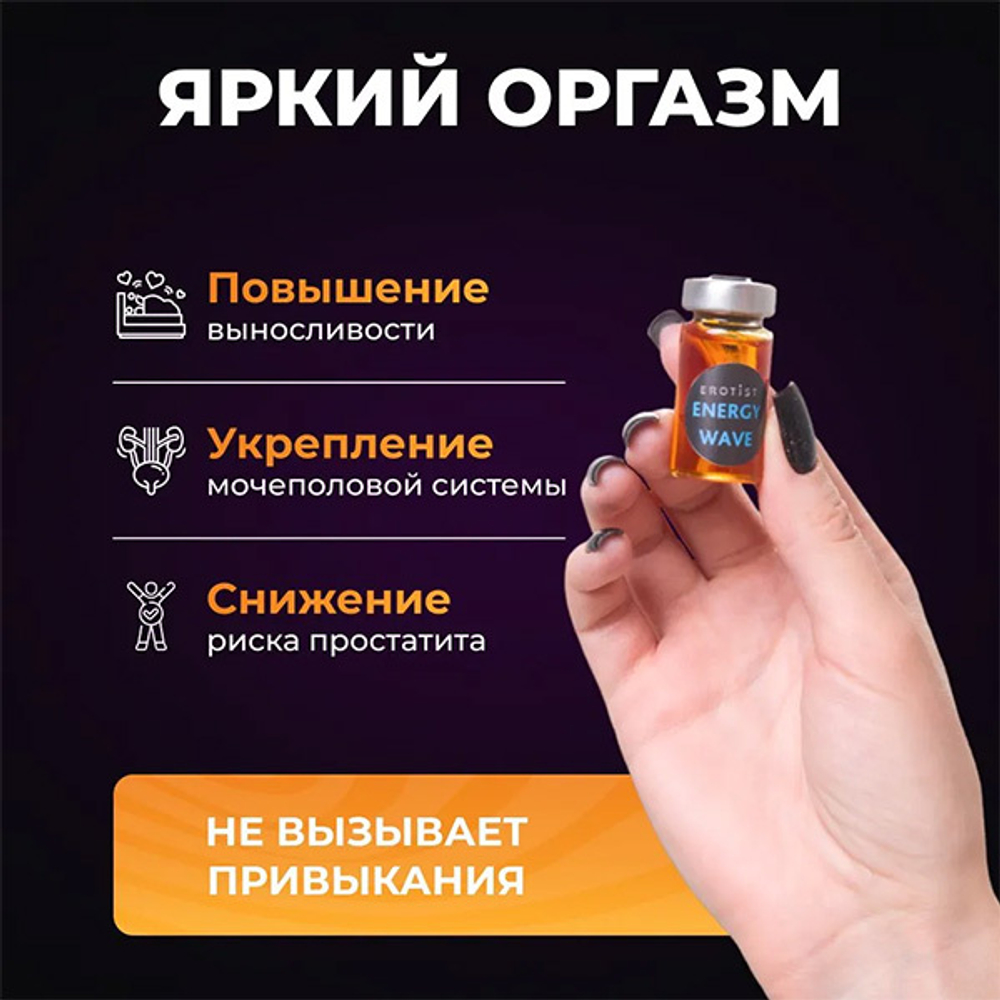 Средство для мужчин в среде-активаторе для усиления эрекции Erotist Libido Booster Energy Wave 5шт