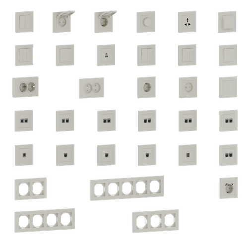 Накладка для розетки Schuko с зарядным устройством USB A+C, со шторками 16A 250В, матовый кашемир, серия A07
