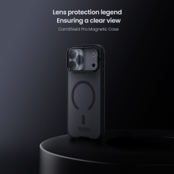 Чехол c MagSafe тонированный прозрачный на iPhone 17 Pro Max, серия CamShield Pro Magnetic (Transparent black) от Nillkin