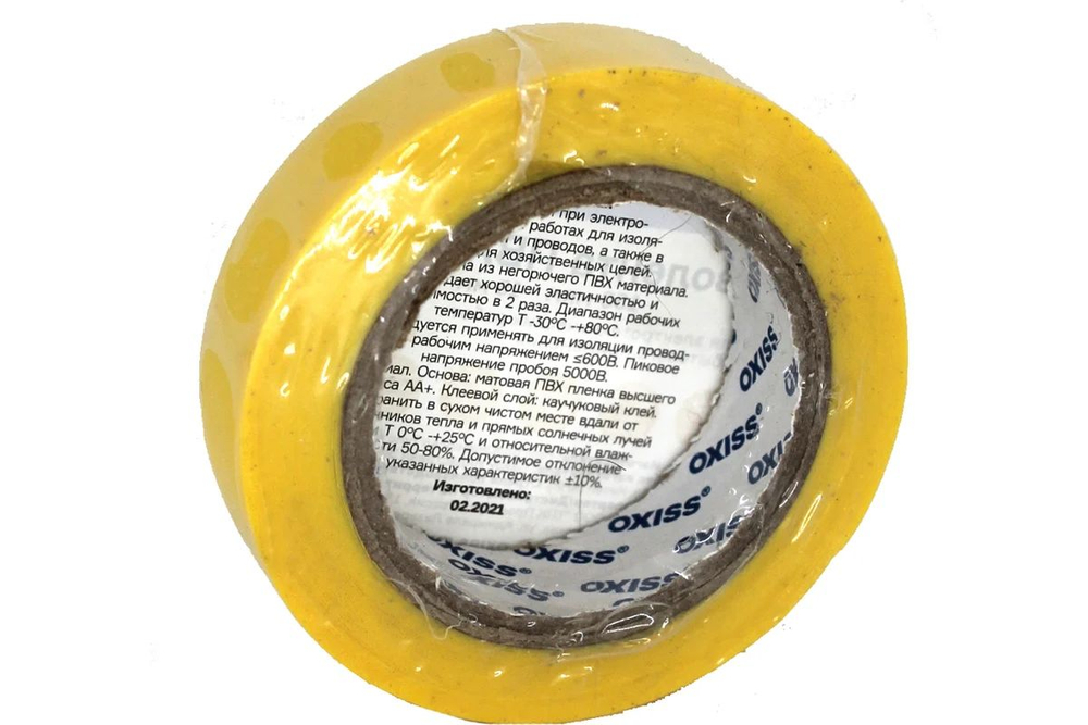 Изолента ПВХ 19ммх20м желт Oxiss