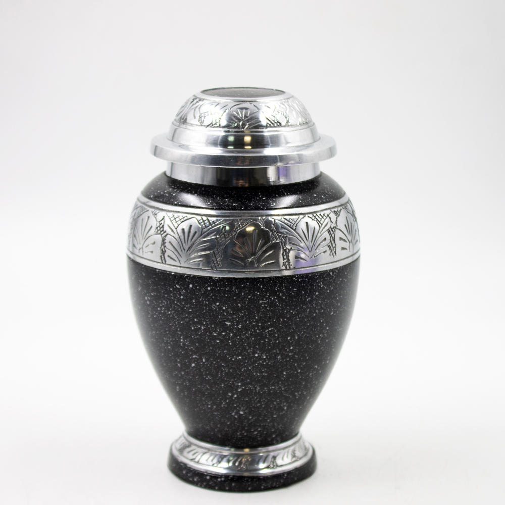 Мини-урна для праха металл "Амфора Перламутр" черная гранит