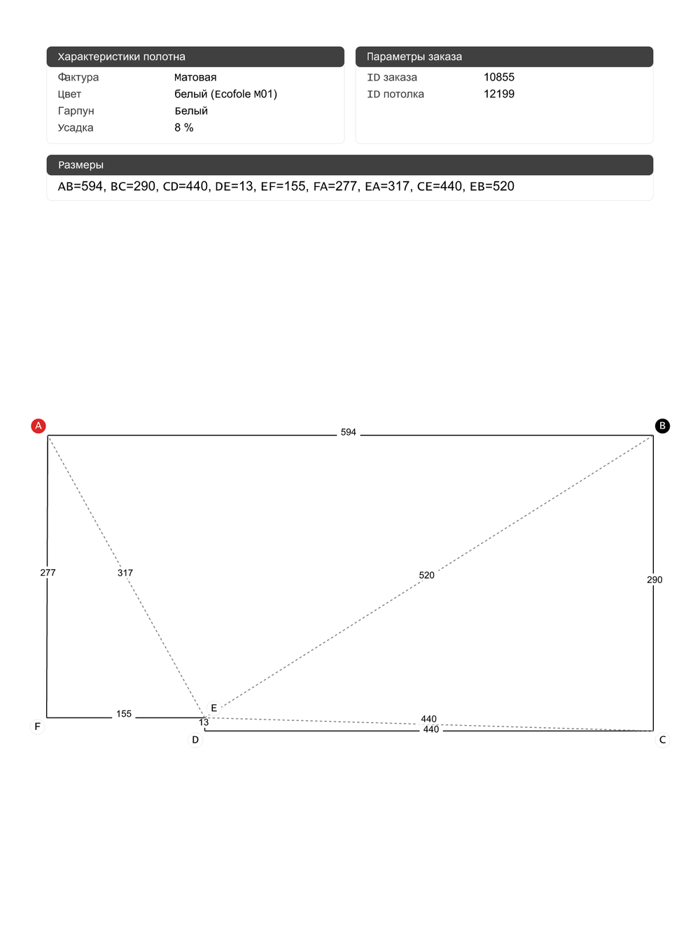 Натяжные потолки: 17 м2, 0.5 м2