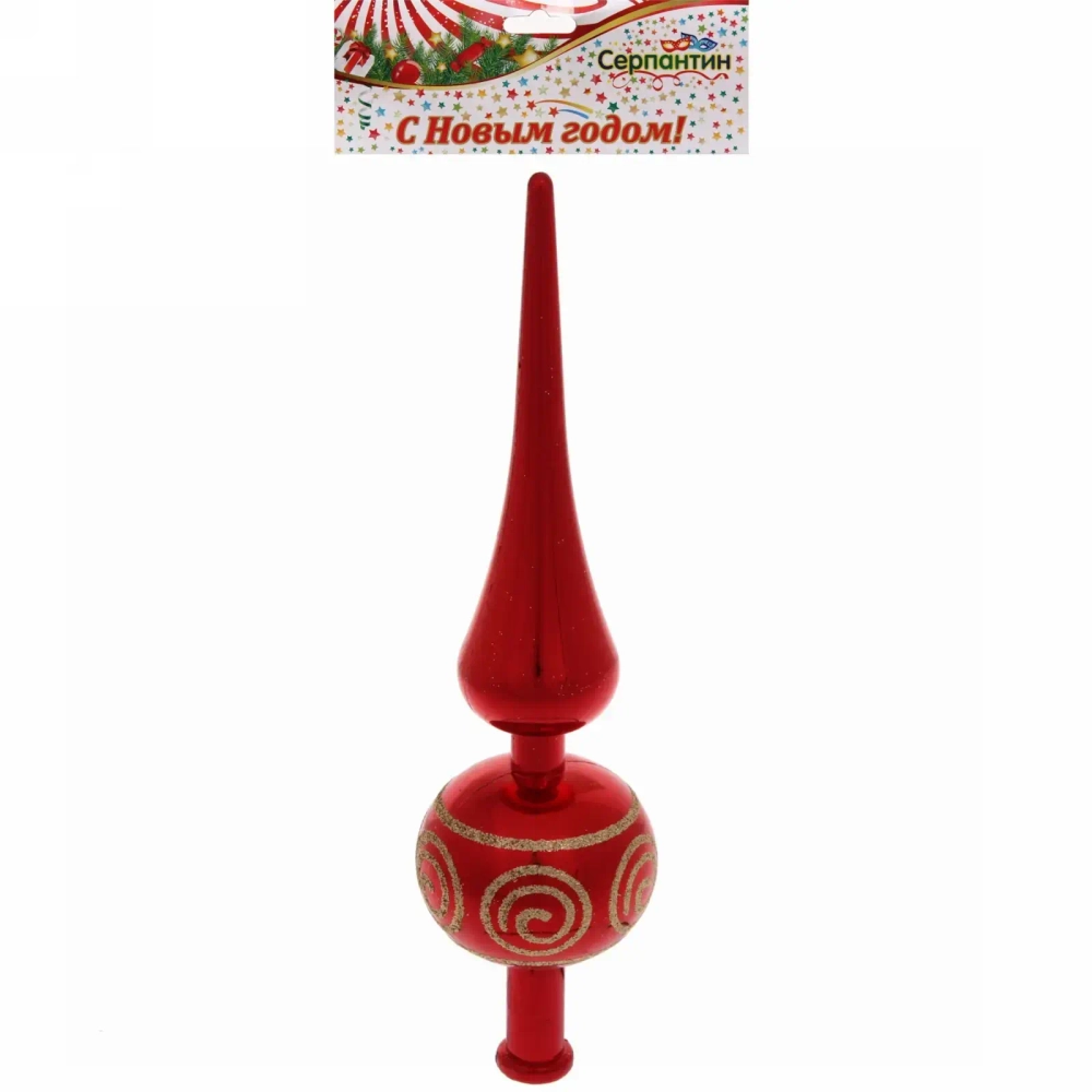 Верхушка на ёлку 23 см «Вензель», Красный/золото