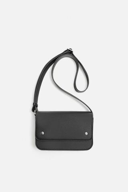 ZARA СУМКА С ТЕКСТУРОЙ, ЧЕРНЫЙ