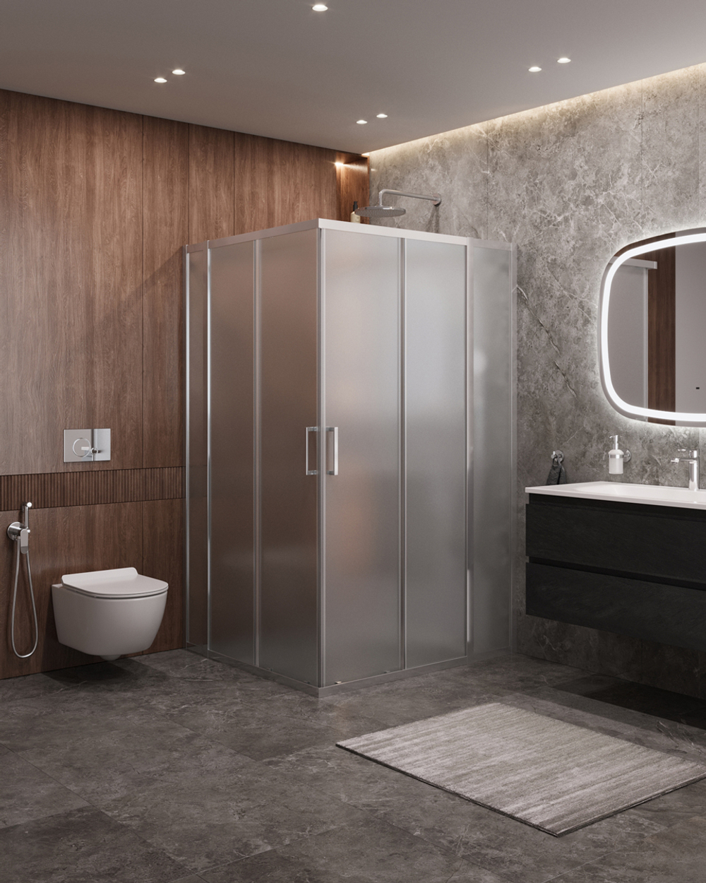 Душевой уголок Cezares MOLVENO-AH-22-120/110-P-Cr, 120х110х195, профиль хром, стекло Punto матовое