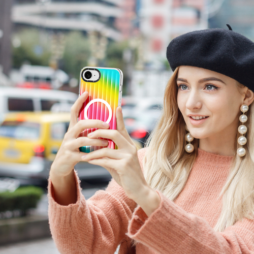 Усиленный прозрачный чехол (Gradient Rainbow) с поддержкой MagSafe от Dux Ducis для iPhone 16e, серия Zest Series Case