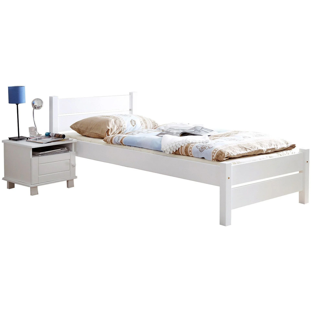 Кровать деревянная 90х200 из сосны Бора, с основанием кровати, белый