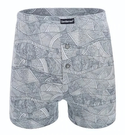 Хлопковые трусы-боксеры свободного кроя с фантазийным принтом (Размер: XL) (Цвет: голубой)