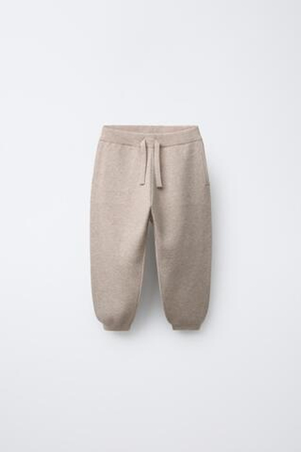 ZARA ТРИКОТАЖНЫЕ БРЮКИ-ДЖОГГЕРЫ, ПЕСОЧНЫЙ