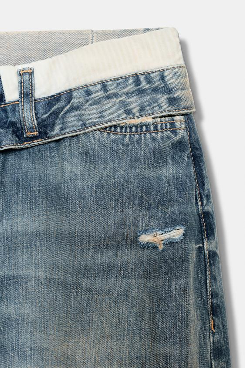 ZARA ДЖИНСЫ TRF СО СРЕДНЕЙ ПОСАДКОЙ И ОТВОРОТОМ, СИНИЙ