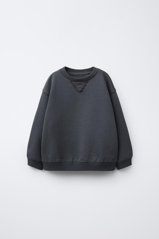 ZARA ТОЛСТОВКА С ВАФЕЛЬНЫМ УЗОРОМ, ТЕМНЫЙ АНТРАЦИТ