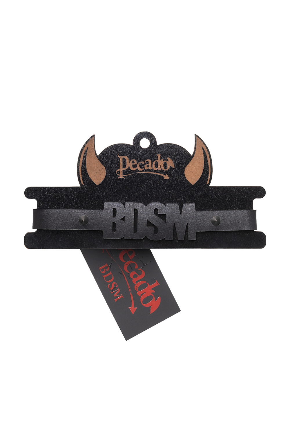 Чокер Pecado BDSM, с шипами, натуральная кожа, черный