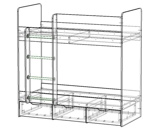 Кровать ЛАВОРО-3  1800-700 /1832*1604*852/ левая сосна винтерберг / маренго