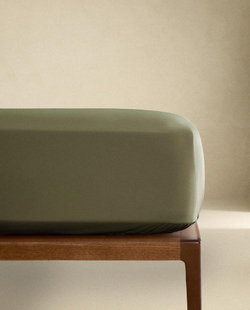 ZARA HOME (300 НИТЕЙ) ПРОСТЫНЯ ИЗ ПЕРКАЛЯ | ВЫСОТА 40 СМ, ЗЕЛЕНЫЙ