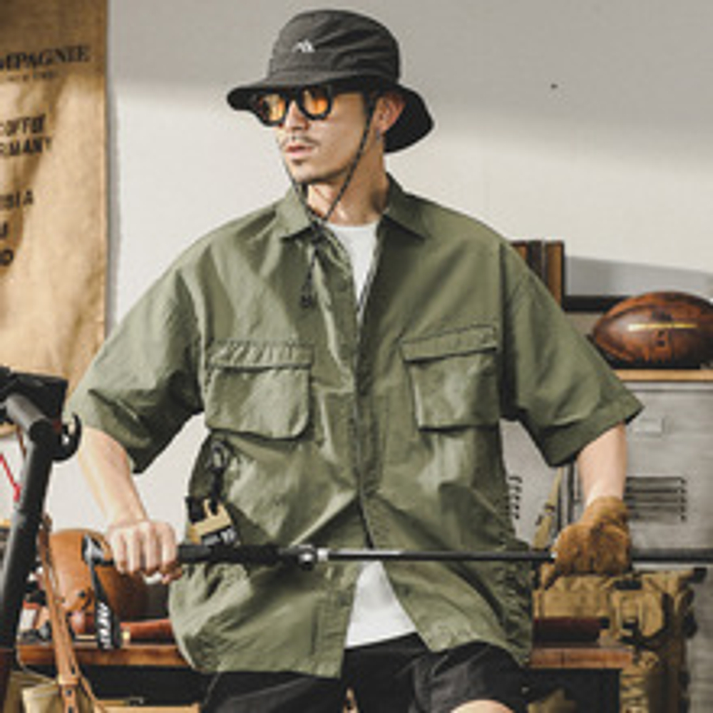 Американская рабочая классическая рубашка с накладными карманами