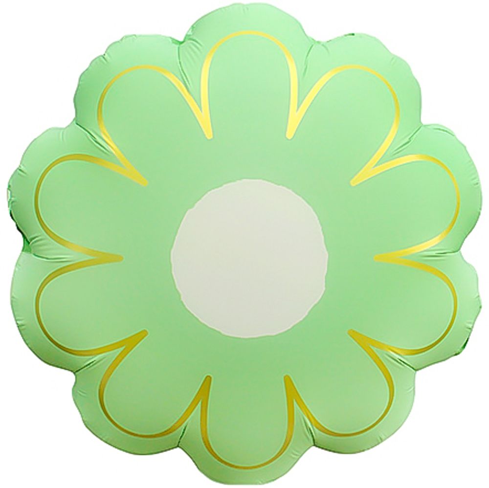 Шар (21&#39;&#39;/53 см) Цветок, Ромашка, Золотые лепестки, Мятный, Сатин, 1 шт.