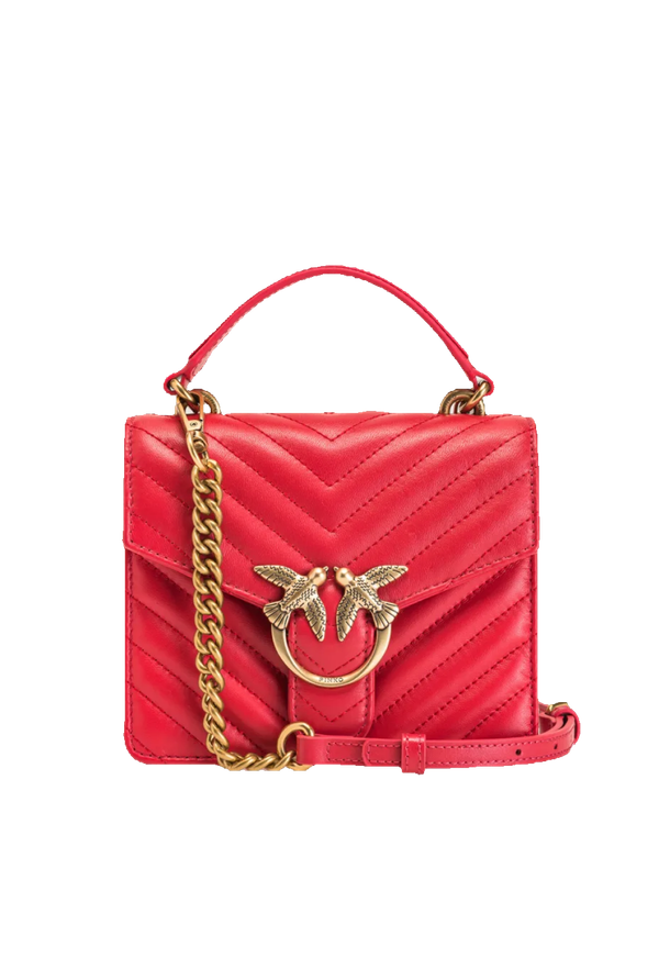 MINI LOVE BAG TOP HANDLE CHEVRON – red-antique gold