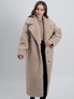 Шуба чебурашка длинная из овечьей шерсти, SilverFox (арт.S1072rm09bz)