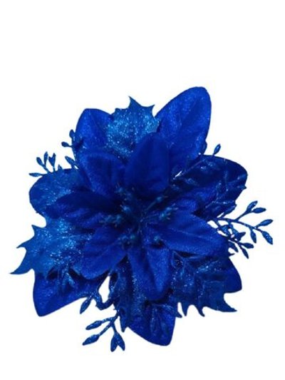 Набор новогодних цветов на ёлку 8шт синие (6941)