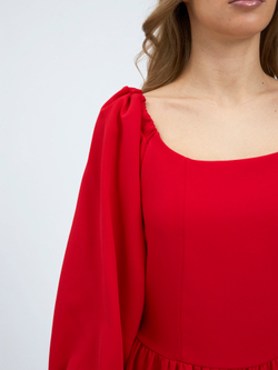 Платье праздничное ярусное с воланами для девочки красное