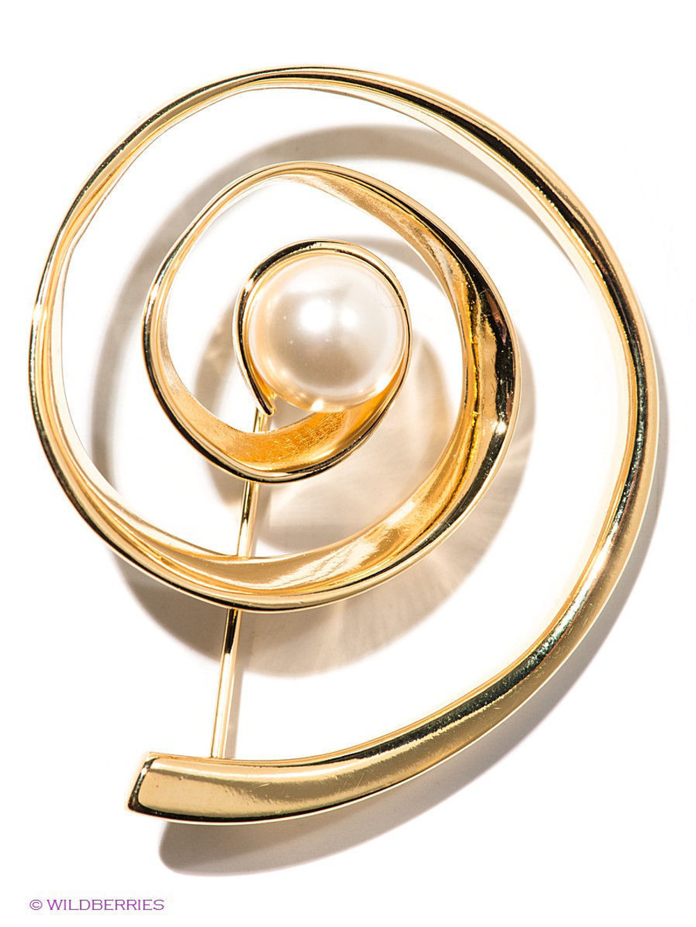 "Кивик" брошь в золотом покрытии из коллекции "Жемчужная рапсодия" от Jenavi с замком булавка