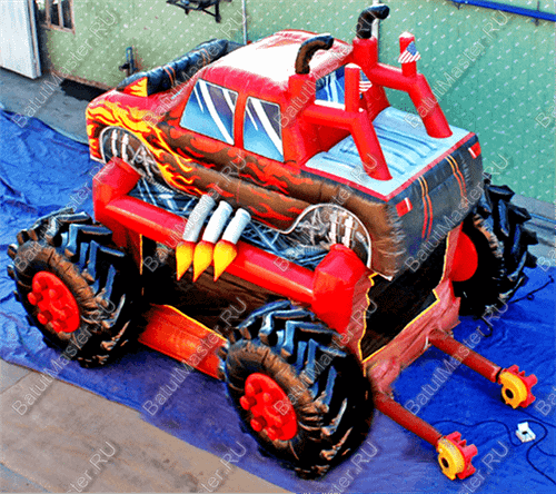 Коммерческий надувной батут "Машина монстр" с крышей