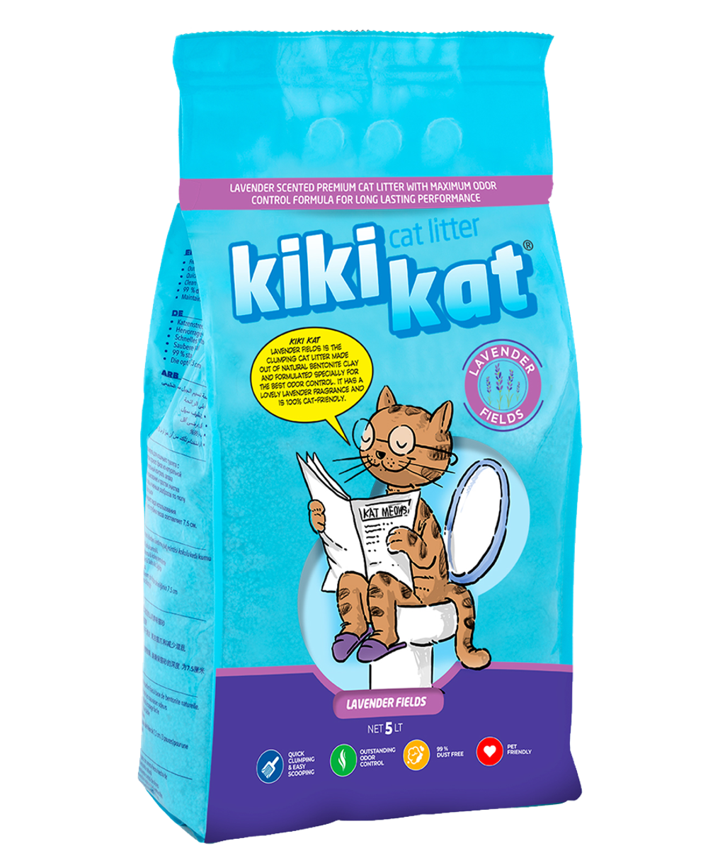 Наполнитель для кошачьего туалета "KikiKat" супер-белый комкующийся "Лаванда" 5л.