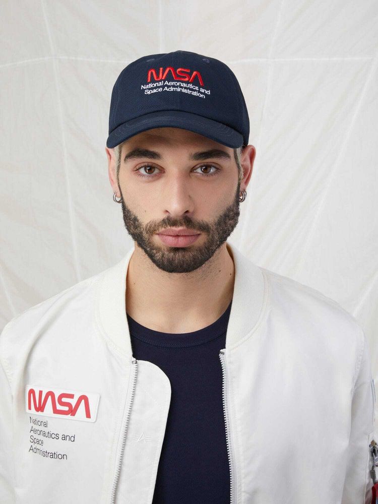 Бейсболка Alpha Industries Nasa Worm Logo Cap Rep. Blue