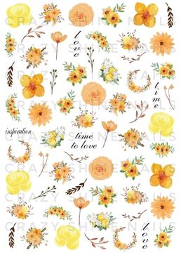 Слайдер-дизайн Crazy Shine Nails mini: Желтые цветы