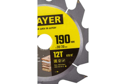 Диск пильный по дереву Технический рез (190x30/20 мм; 12T) Stayer 3683-190-30-12_z01