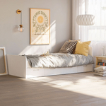 Кровать 90х200 односпальная Боро с ящиками, белая