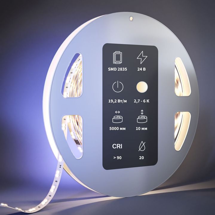Светодиодная лента Maytoni 19,2W/m 140LED/m 2835SMD от теплого до холодного 5M 201124