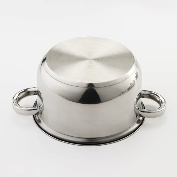 Набор Доляна «Классика», 8 предметов: ковш 1,5 л, 2 кастрюли 2/3 л, сковорода d=24 см, 4 крышки, стенки 0,3 мм, дно 5 мм