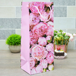 Пакет бумажный 14*35*11см с ручками "Цветы" микс