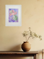 Картина авторская акварельная в паспарту 21х30 см на стену для интерьера "Тюльпаны"