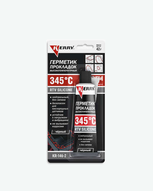 Герметик высокотемпературный нейтральный черный RTV SILICONE 42г KERRY