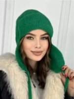 шапка ушанка осенняя-зимняя вязаная с ушками